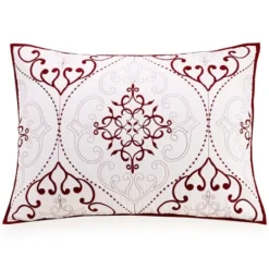 Kirkland's Home White And Red Pattern 3-Pc. King Quilt Set- Quilts