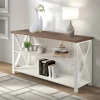 Kirkland's Home White And Rustic Oak Wood Farmhouse Console Table- Console Tables