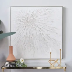 Kirkland's Home White And Silver Impasto Abstract Canvas Art Print- Canvas Art