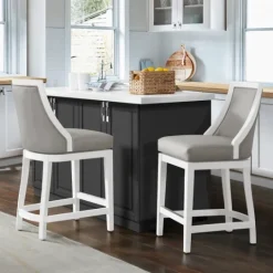 Kirkland's Home White And Swivel Counter Stools, Set Of 2- Bar Stools & Counter Height Stools