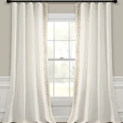 Kirkland's Home White And Tan Embroidered Curtain Panel, 84 In.- Curtains & Drapes