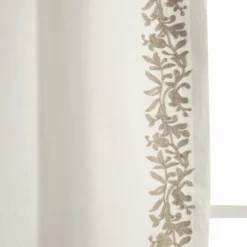 Kirkland's Home White And Tan Embroidered Curtain Panel, 84 In.- Curtains & Drapes