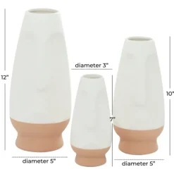 Kirkland's Home White And Tan Two Tone 3-Pc. Vases- Vases