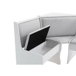 Kirkland's Home White And Upholstered 3-Pc Dining Nook Set- Dining Sets