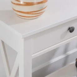 Kirkland's Home White Antique Pine X Console Table- Entryway Furniture