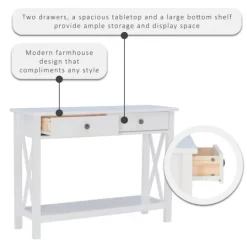 Kirkland's Home White Antique Pine X Console Table- Entryway Furniture