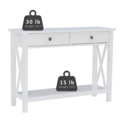 Kirkland's Home White Antique Pine X Console Table- Entryway Furniture