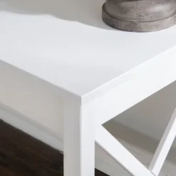 Kirkland's Home White Antique Pine X Frame Desk- Office Furniture