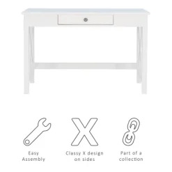 Kirkland's Home White Antique Pine X Frame Desk- Office Furniture
