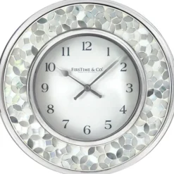 Kirkland's Home White Arabesque Mosaic Frame Wall Clock- Clocks