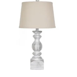 Kirkland's Home White Balastra Table Lamp With Square Base- Table Lamps