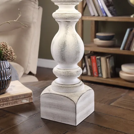 Kirkland's Home White Balastra Table Lamp With Square Base- Table Lamps