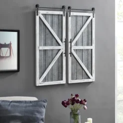 Kirkland's Home White Barn Door Galvanized Wall Plaques, Set Of 2- Wall Plaques