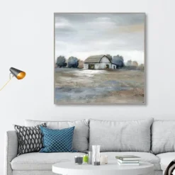 Kirkland's Home White Barn In Pasture Framed Canvas Art Print- Canvas Art