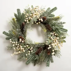 Kirkland's Home White Berry Pinecone Spiral Wreath- Wreaths