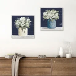 Kirkland's Home White Blossom Bouquet 2-Pc. Framed Wall Art Set- Framed Art