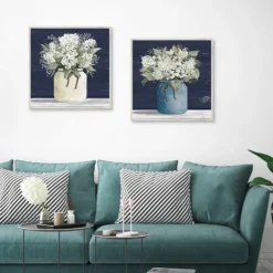 Kirkland's Home White Blossom Bouquet 2-Pc. Framed Wall Art Set- Framed Art
