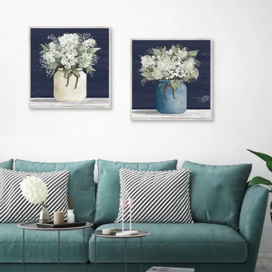 Kirkland's Home White Blossom Bouquet 2-Pc. Framed Wall Art Set- Framed Art