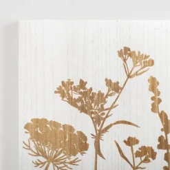 Kirkland's Home White Botanical Silhouette Wood Wall Plaque- Wall Plaques