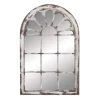 Kirkland's Home White Brown Rustic Window Iron Frame Wall Mirror- Decorative Mirrors