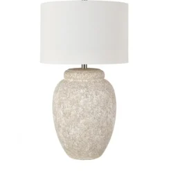 Kirkland's Home White Brush Textured Table Lamp- Table Lamps