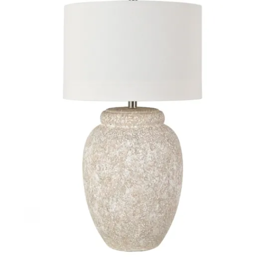 Kirkland's Home White Brush Textured Table Lamp- Table Lamps