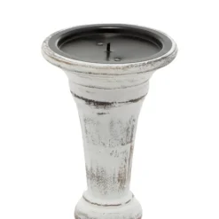 Kirkland's Home White Brushstroke 3-Pc. Pillar Candle Holder Set- Candle Holders
