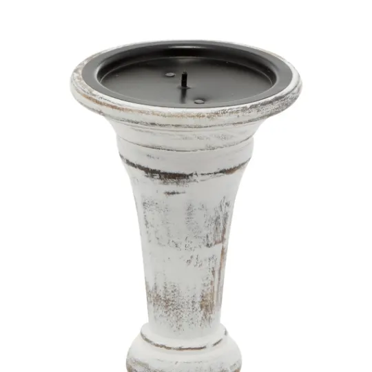 Kirkland's Home White Brushstroke 3-Pc. Pillar Candle Holder Set- Candle Holders