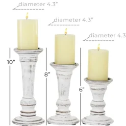 Kirkland's Home White Brushstroke 3-Pc. Pillar Candle Holder Set- Candle Holders