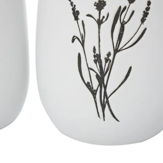 Kirkland's Home White Ceramic Botanical Print Vases, Set Of 3- Vases