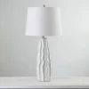 Kirkland's Home White Ceramic Waves Table Lamp- Table Lamps