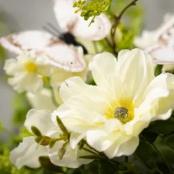 Kirkland's Home White Dahlia Butterfly Wreath- Stems & Bouquets