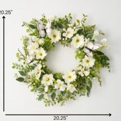 Kirkland's Home White Dahlia Butterfly Wreath- Stems & Bouquets