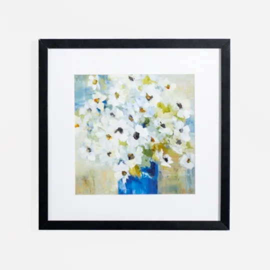 Kirkland's Home White Daisies In Blue Vase Framed Art Print- Framed Art