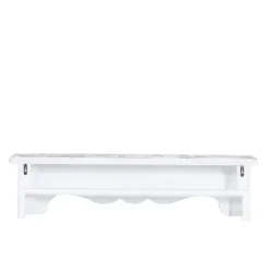 Kirkland's Home White Distressed Carved Wood Acanthus Wall Shelf- Shelves