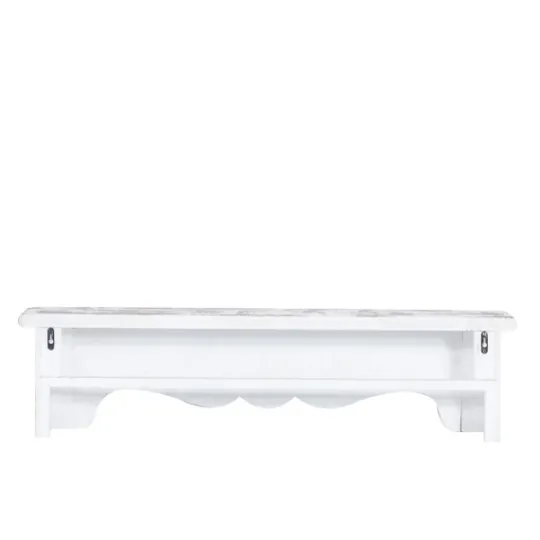 Kirkland's Home White Distressed Carved Wood Acanthus Wall Shelf- Shelves