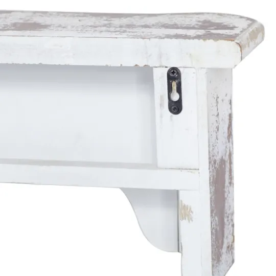Kirkland's Home White Distressed Carved Wood Acanthus Wall Shelf- Shelves