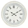 Kirkland's Home White Distressed Wood Round Beaded Wall Clock- Clocks