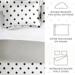 Kirkland's Home White Dotted Reversible 2-Pc. Twin Duvet Cover Set- Duvets