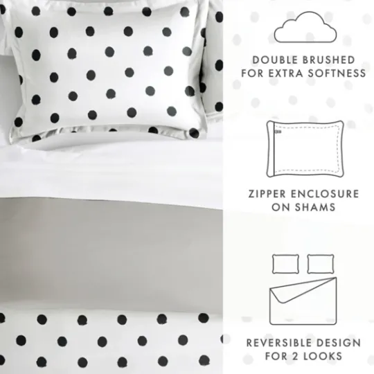 Kirkland's Home White Dotted Reversible 2-Pc. Twin Duvet Cover Set- Duvets