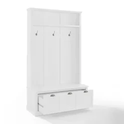 Kirkland's Home White Ellison Hall Tree With Storage Bench- Entryway Furniture