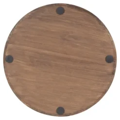Kirkland's Home White Enameled Round Mango Wood Tray- Decorative Trays