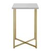 Kirkland's Home White Faux Marble And Gold X-Base Accent Table- Accent & End Tables