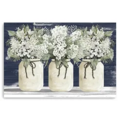Kirkland's Home White Floral Trio Giclee Canvas Art Print- Canvas Art