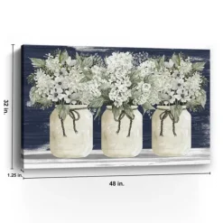 Kirkland's Home White Floral Trio Giclee Canvas Art Print- Canvas Art