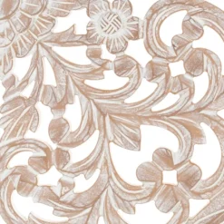 Kirkland's Home White Floral Wood Carving 3-Pc. Wall Plaque- Wall Plaques
