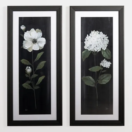 Kirkland's Home White Flower On Black I Framed Art Print- Framed Art