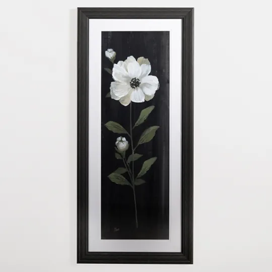 Kirkland's Home White Flower On Black I Framed Art Print- Framed Art