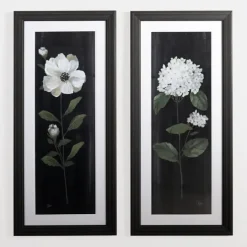 Kirkland's Home White Flower On Black I Framed Art Print- Framed Art