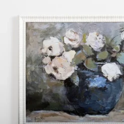 Kirkland's Home White Flowers In Blue Vase Framed Art Print- Framed Art